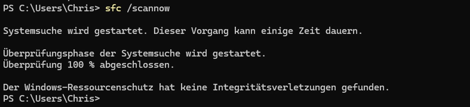 Ergebnis meines SFC Scans